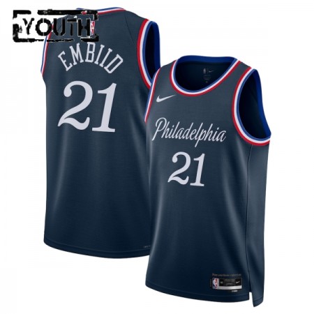 Dres Philadelphia 76ers Joel Embiid Nike 2025-26 City Edition Navy Swingman - Dječji